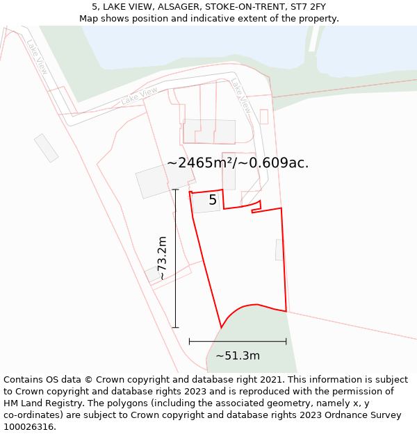 5, LAKE VIEW, ALSAGER, STOKE-ON-TRENT, ST7 2FY: Plot and title map