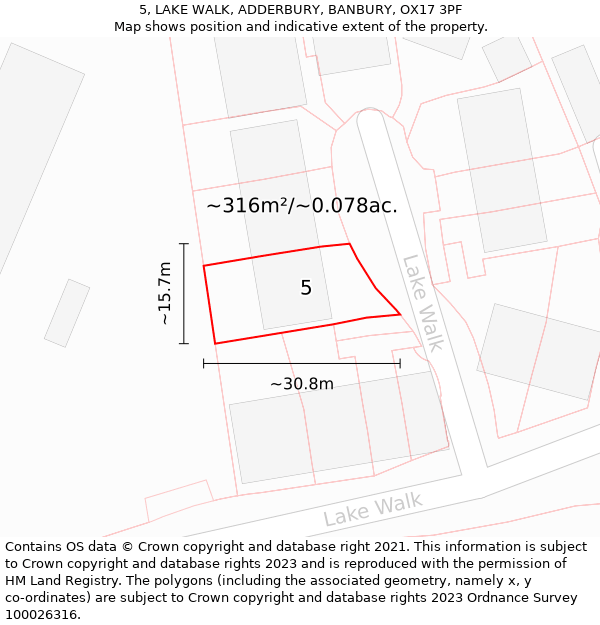 5, LAKE WALK, ADDERBURY, BANBURY, OX17 3PF: Plot and title map