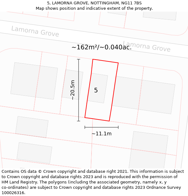 5, LAMORNA GROVE, NOTTINGHAM, NG11 7BS: Plot and title map