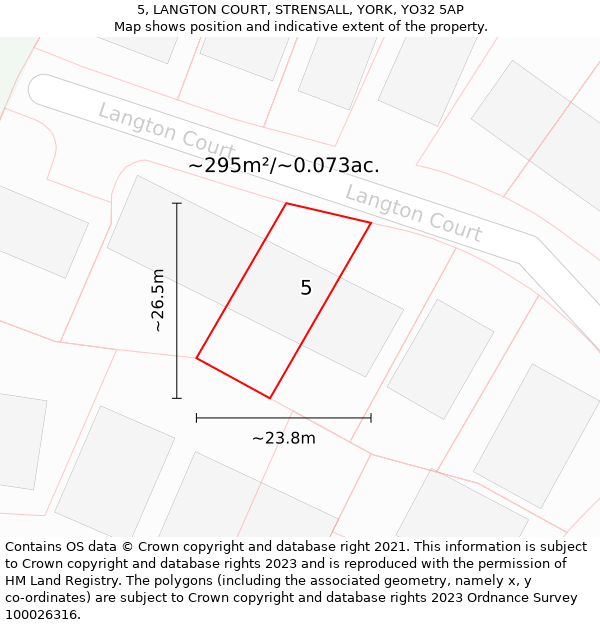 5, LANGTON COURT, STRENSALL, YORK, YO32 5AP: Plot and title map