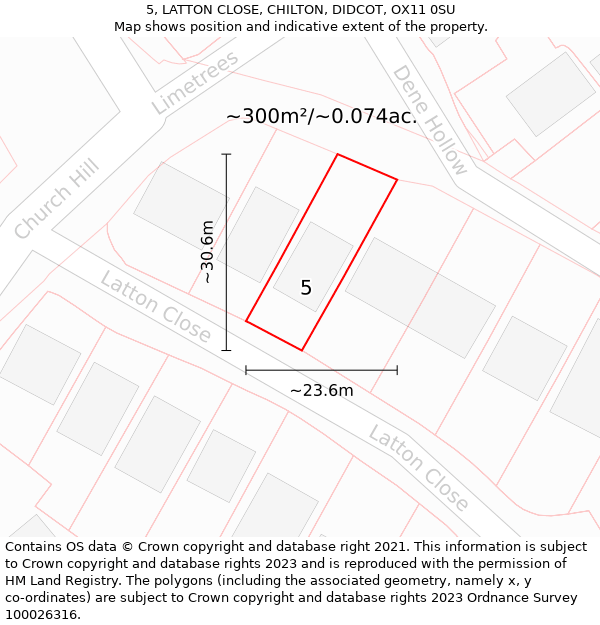 5, LATTON CLOSE, CHILTON, DIDCOT, OX11 0SU: Plot and title map