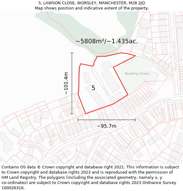 5, LAWSON CLOSE, WORSLEY, MANCHESTER, M28 2JQ: Plot and title map