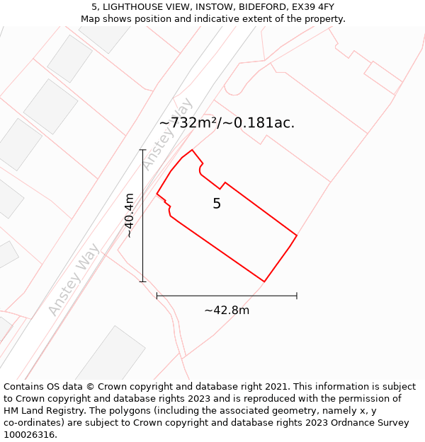 5, LIGHTHOUSE VIEW, INSTOW, BIDEFORD, EX39 4FY: Plot and title map