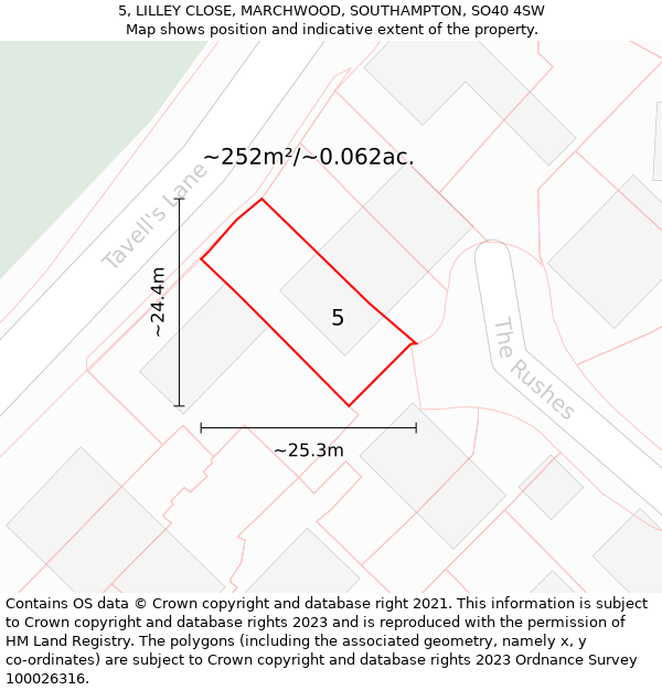 5, LILLEY CLOSE, MARCHWOOD, SOUTHAMPTON, SO40 4SW: Plot and title map