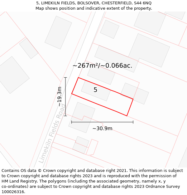 5, LIMEKILN FIELDS, BOLSOVER, CHESTERFIELD, S44 6NQ: Plot and title map