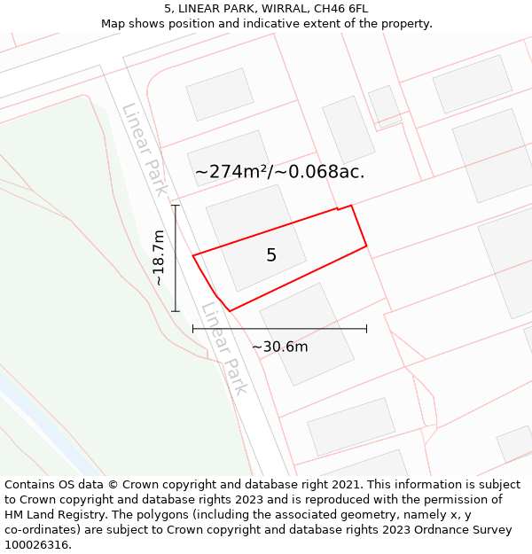 5, LINEAR PARK, WIRRAL, CH46 6FL: Plot and title map