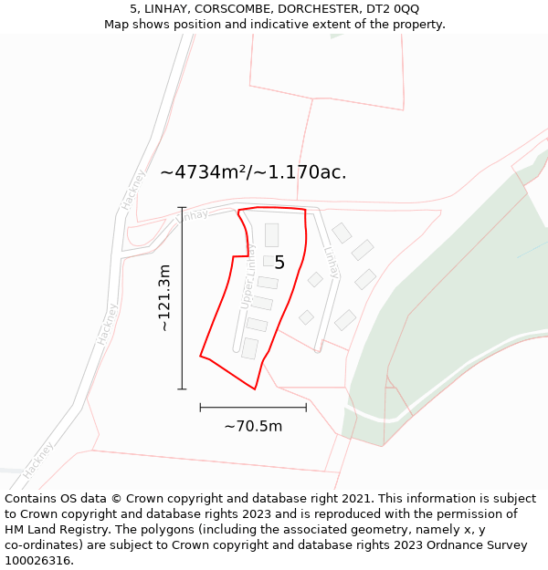 5, LINHAY, CORSCOMBE, DORCHESTER, DT2 0QQ: Plot and title map