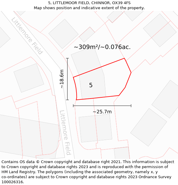 5, LITTLEMOOR FIELD, CHINNOR, OX39 4FS: Plot and title map