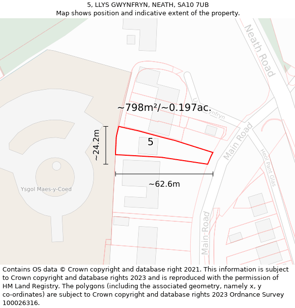 5, LLYS GWYNFRYN, NEATH, SA10 7UB: Plot and title map