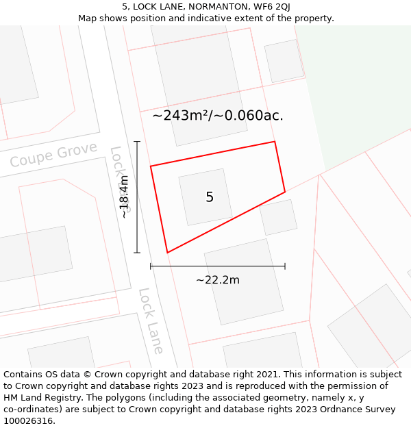 5, LOCK LANE, NORMANTON, WF6 2QJ: Plot and title map