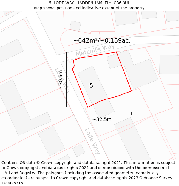 5, LODE WAY, HADDENHAM, ELY, CB6 3UL: Plot and title map