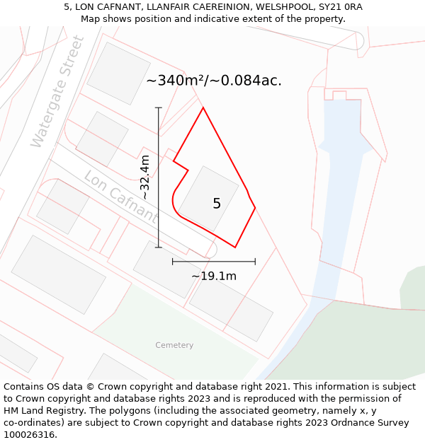 5, LON CAFNANT, LLANFAIR CAEREINION, WELSHPOOL, SY21 0RA: Plot and title map