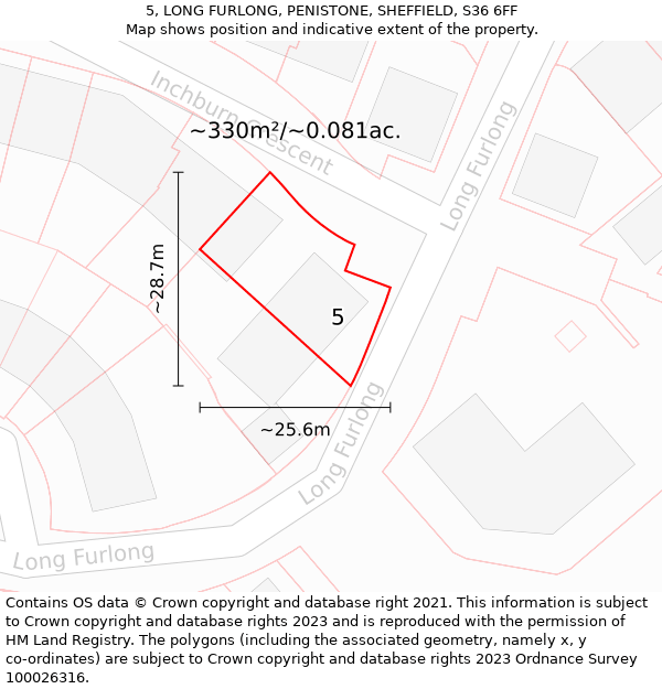 5, LONG FURLONG, PENISTONE, SHEFFIELD, S36 6FF: Plot and title map