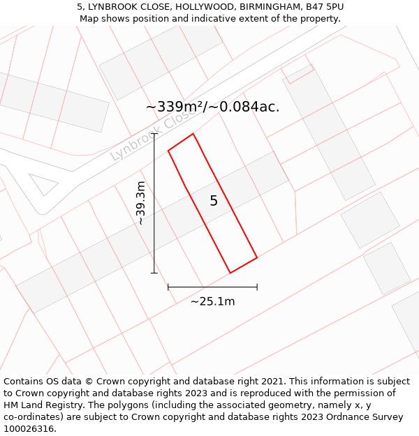 5, LYNBROOK CLOSE, HOLLYWOOD, BIRMINGHAM, B47 5PU: Plot and title map