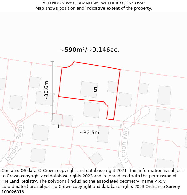 5, LYNDON WAY, BRAMHAM, WETHERBY, LS23 6SP: Plot and title map