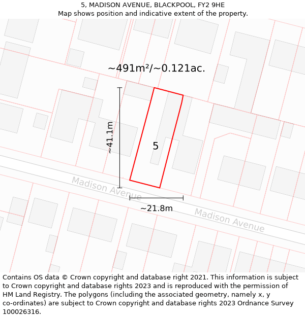 5, MADISON AVENUE, BLACKPOOL, FY2 9HE: Plot and title map