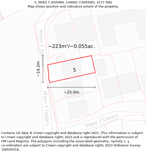 5, MAES Y DAFARN, CARNO, CAERSWS, SY17 5NG: Plot and title map