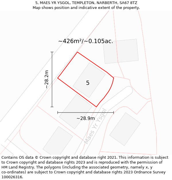 5, MAES YR YSGOL, TEMPLETON, NARBERTH, SA67 8TZ: Plot and title map