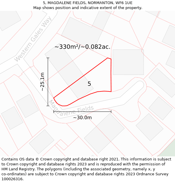 5, MAGDALENE FIELDS, NORMANTON, WF6 1UE: Plot and title map