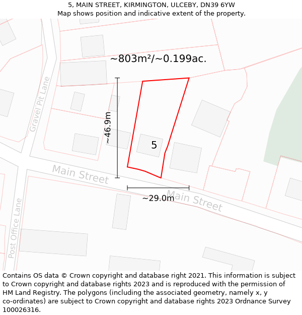 5, MAIN STREET, KIRMINGTON, ULCEBY, DN39 6YW: Plot and title map