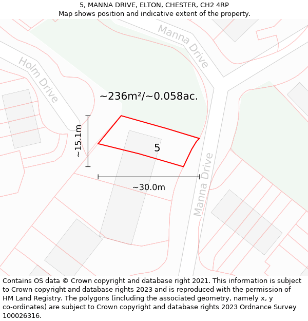 5, MANNA DRIVE, ELTON, CHESTER, CH2 4RP: Plot and title map