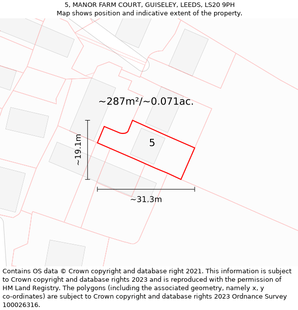 5, MANOR FARM COURT, GUISELEY, LEEDS, LS20 9PH: Plot and title map