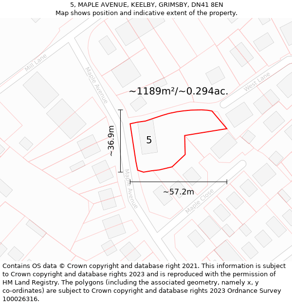 5, MAPLE AVENUE, KEELBY, GRIMSBY, DN41 8EN: Plot and title map