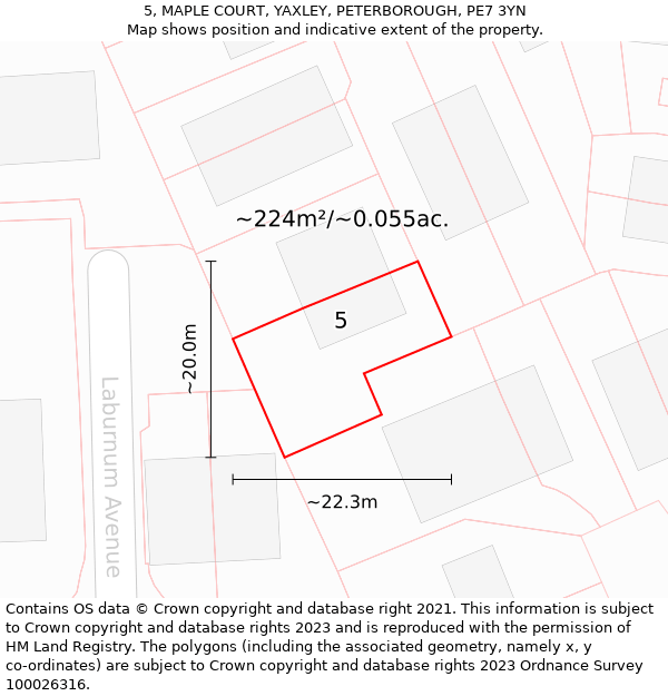 5, MAPLE COURT, YAXLEY, PETERBOROUGH, PE7 3YN: Plot and title map