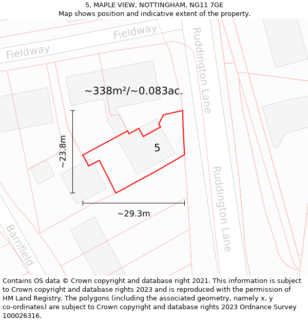 5, MAPLE VIEW, NOTTINGHAM, NG11 7GE: Plot and title map