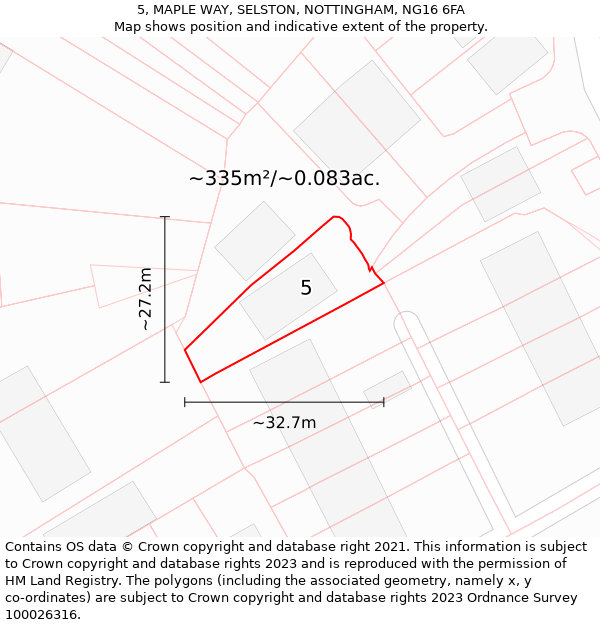 5, MAPLE WAY, SELSTON, NOTTINGHAM, NG16 6FA: Plot and title map