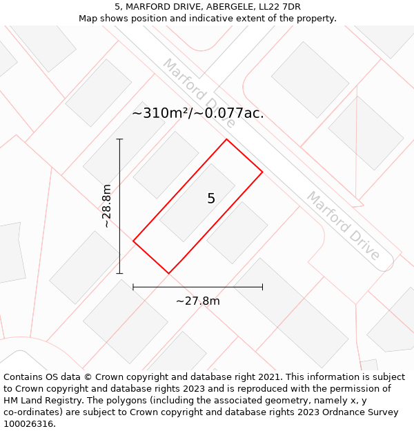 5, MARFORD DRIVE, ABERGELE, LL22 7DR: Plot and title map