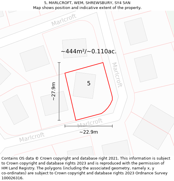 5, MARLCROFT, WEM, SHREWSBURY, SY4 5AN: Plot and title map