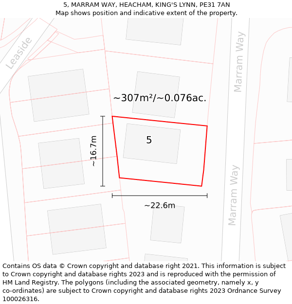 5, MARRAM WAY, HEACHAM, KING'S LYNN, PE31 7AN: Plot and title map