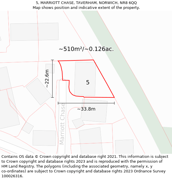 5, MARRIOTT CHASE, TAVERHAM, NORWICH, NR8 6QQ: Plot and title map