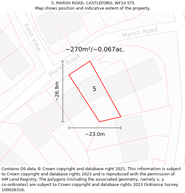 5, MARSH ROAD, CASTLEFORD, WF10 5TS: Plot and title map