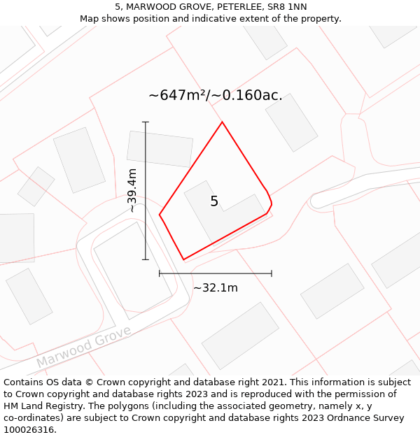 5, MARWOOD GROVE, PETERLEE, SR8 1NN: Plot and title map