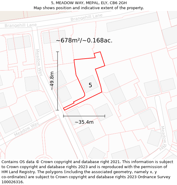 5, MEADOW WAY, MEPAL, ELY, CB6 2GH: Plot and title map