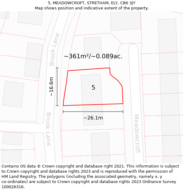 5, MEADOWCROFT, STRETHAM, ELY, CB6 3JY: Plot and title map