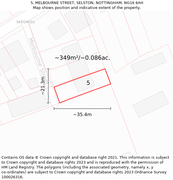 5, MELBOURNE STREET, SELSTON, NOTTINGHAM, NG16 6AH: Plot and title map