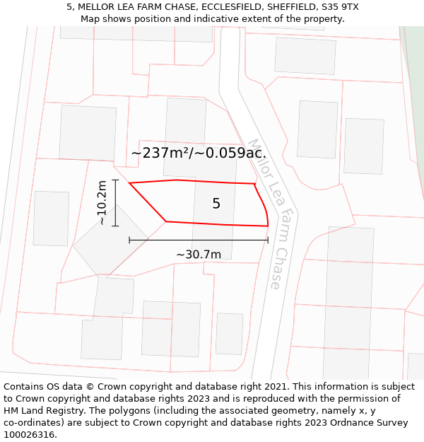5, MELLOR LEA FARM CHASE, ECCLESFIELD, SHEFFIELD, S35 9TX: Plot and title map