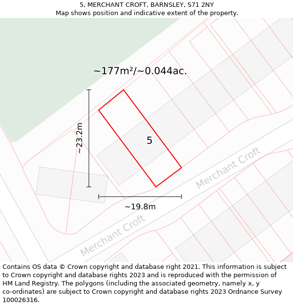 5, MERCHANT CROFT, BARNSLEY, S71 2NY: Plot and title map