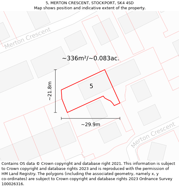 5, MERTON CRESCENT, STOCKPORT, SK4 4SD: Plot and title map