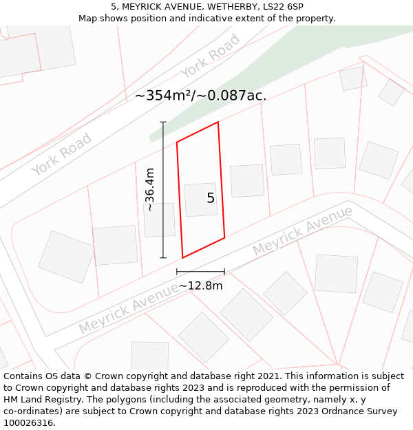 5, MEYRICK AVENUE, WETHERBY, LS22 6SP: Plot and title map