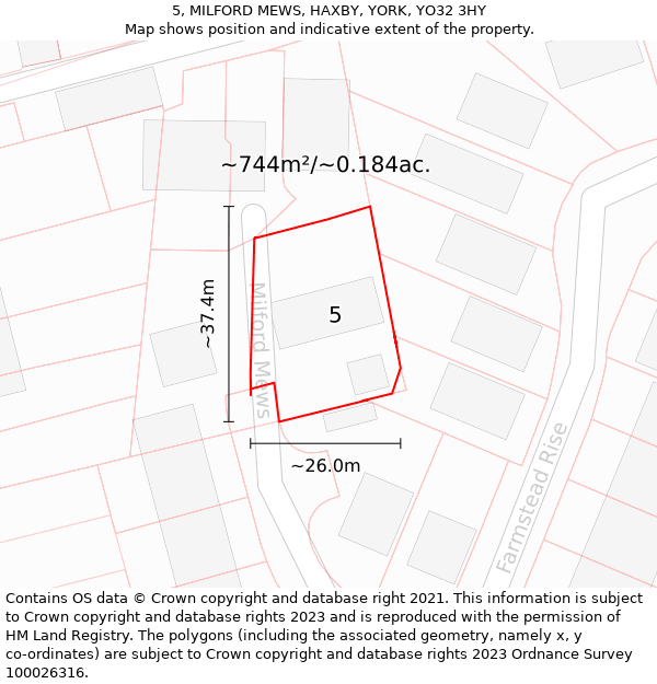 5, MILFORD MEWS, HAXBY, YORK, YO32 3HY: Plot and title map