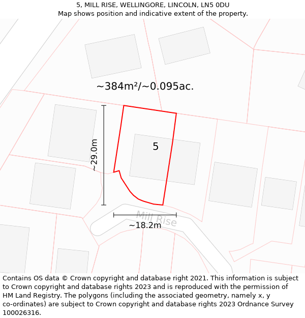 5, MILL RISE, WELLINGORE, LINCOLN, LN5 0DU: Plot and title map