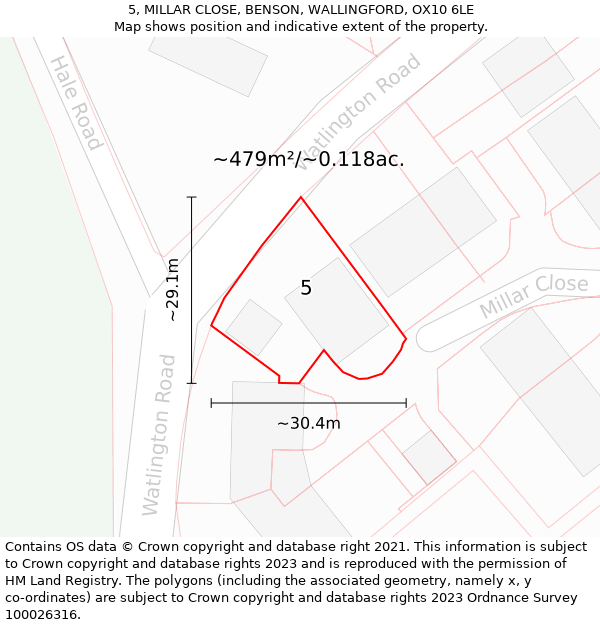 5, MILLAR CLOSE, BENSON, WALLINGFORD, OX10 6LE: Plot and title map