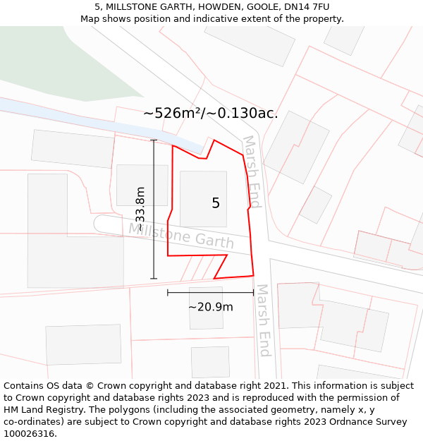 5, MILLSTONE GARTH, HOWDEN, GOOLE, DN14 7FU: Plot and title map