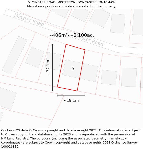 5, MINSTER ROAD, MISTERTON, DONCASTER, DN10 4AW: Plot and title map