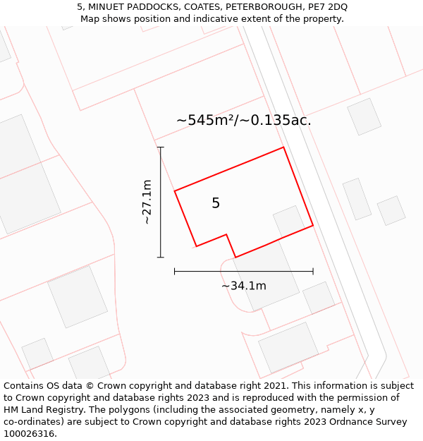 5, MINUET PADDOCKS, COATES, PETERBOROUGH, PE7 2DQ: Plot and title map