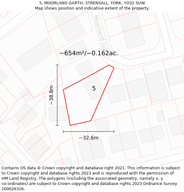 5, MOORLAND GARTH, STRENSALL, YORK, YO32 5UW: Plot and title map